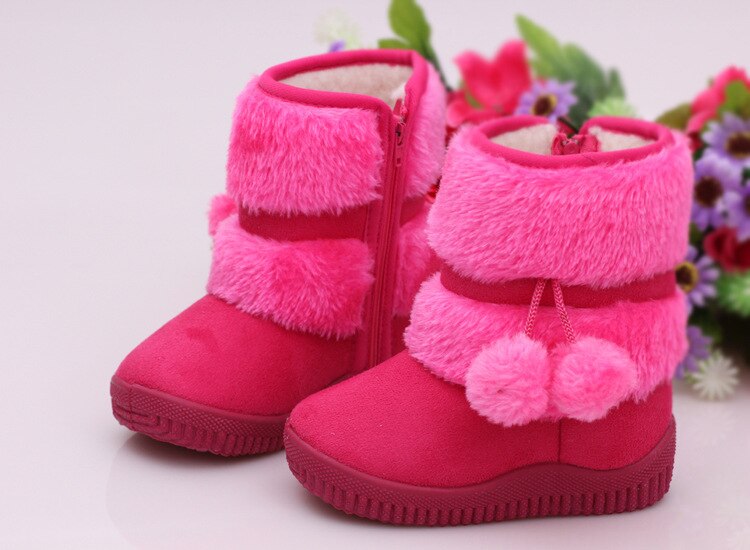 Girls Snow Boots New Fashion Comfortable Thick Warm Kids Boots Lobbing Ball Thick Children Winter Cute Boys Boots Princess Shoes