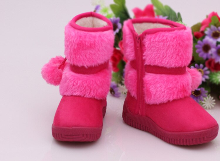 Girls Snow Boots New Fashion Comfortable Thick Warm Kids Boots Lobbing Ball Thick Children Winter Cute Boys Boots Princess Shoes