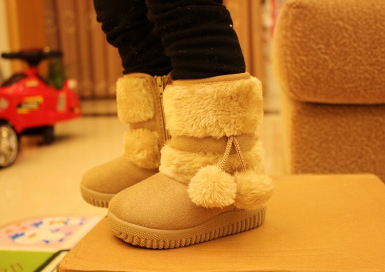 Girls Snow Boots New Fashion Comfortable Thick Warm Kids Boots Lobbing Ball Thick Children Winter Cute Boys Boots Princess Shoes