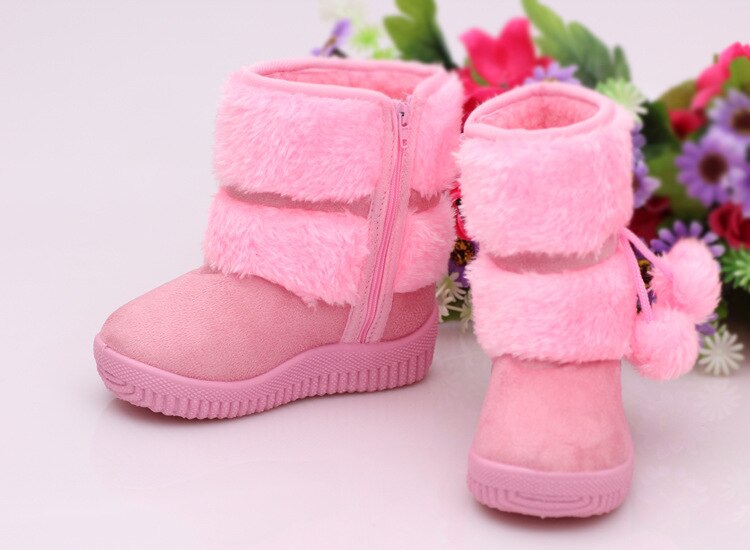 Girls Snow Boots New Fashion Comfortable Thick Warm Kids Boots Lobbing Ball Thick Children Winter Cute Boys Boots Princess Shoes