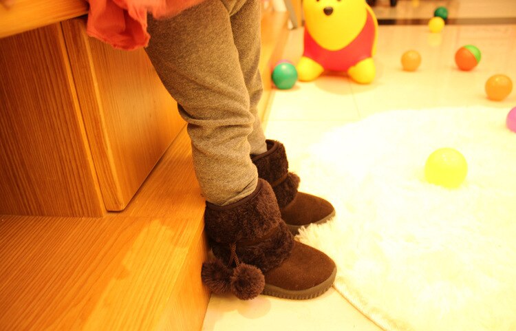 Girls Snow Boots New Fashion Comfortable Thick Warm Kids Boots Lobbing Ball Thick Children Winter Cute Boys Boots Princess Shoes