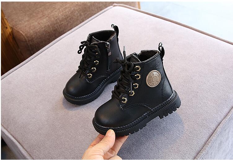 2020 Autumn/Winter Children Boots Boys Girls Leather Martin Boots Plush Fashion Waterproof Non-slip Warm Kids Boots Shoes 21-30 2020 Autumn/Winter Children Boots Boys Girls Leather Martin Boots Plush Fashion Waterproof Non-slip Warm Kids Boots Shoes 21-30