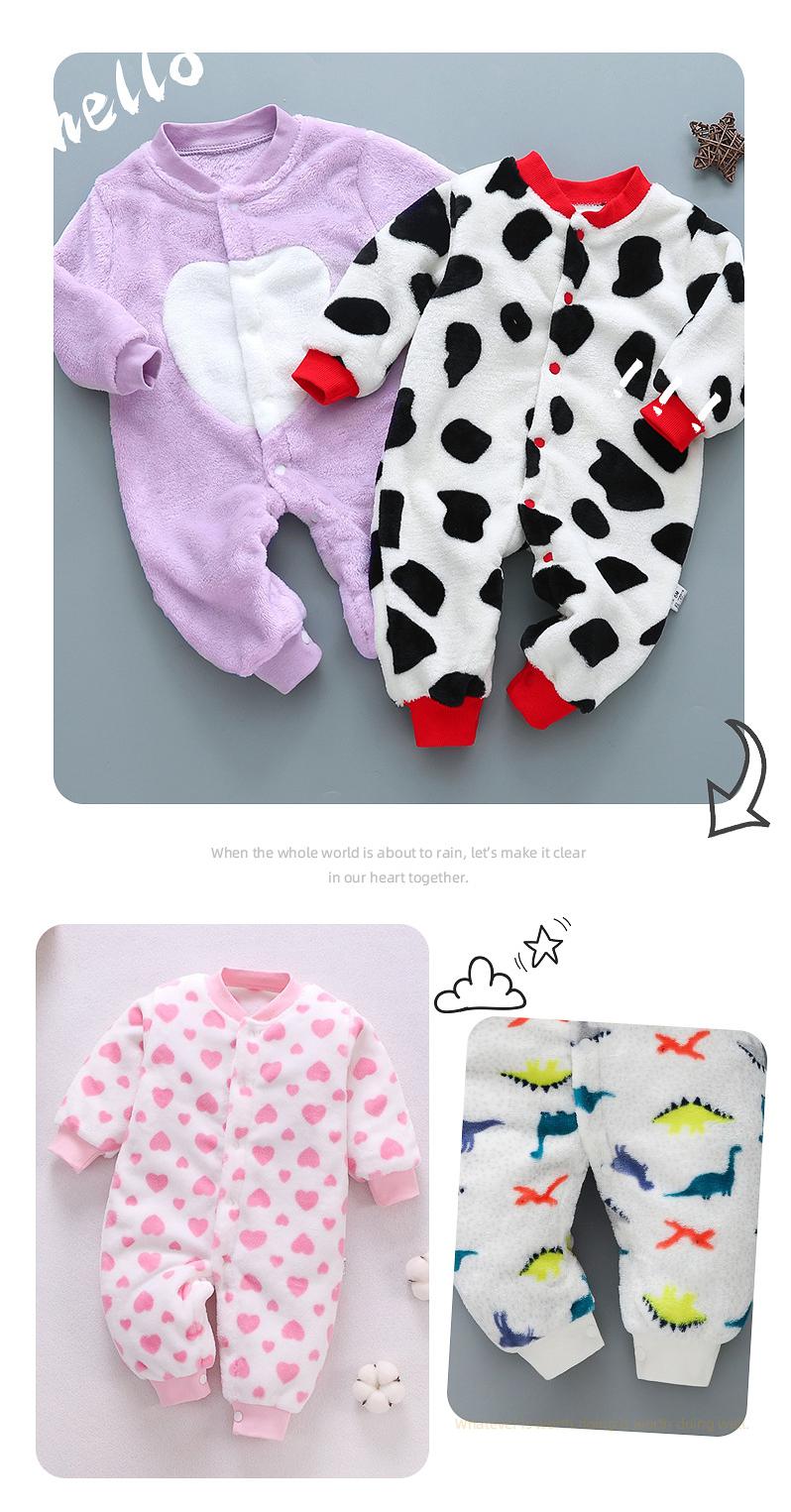Newborn Baby Polar Fleece Clothes  Boys Girls Autumn Thicken Rompers Infant Baby Cartoon Jumpsuit Home Climbing Clothes Pajamas