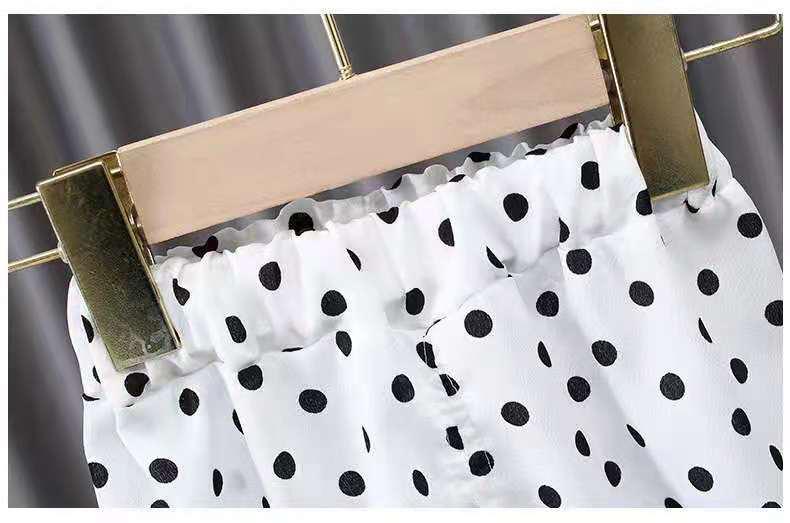 Summer Thin Girls Chiffon Suit 2 Piece Set Children Sleeveless Clothes Baby Girls Vest + Trousers Casual Outfits Wave Point Top Summer Thin Girls Chiffon Suit 2 Piece Set Children Sleeveless Clothes Baby Girls Vest + Trousers Casual Outfits Wave Point Top