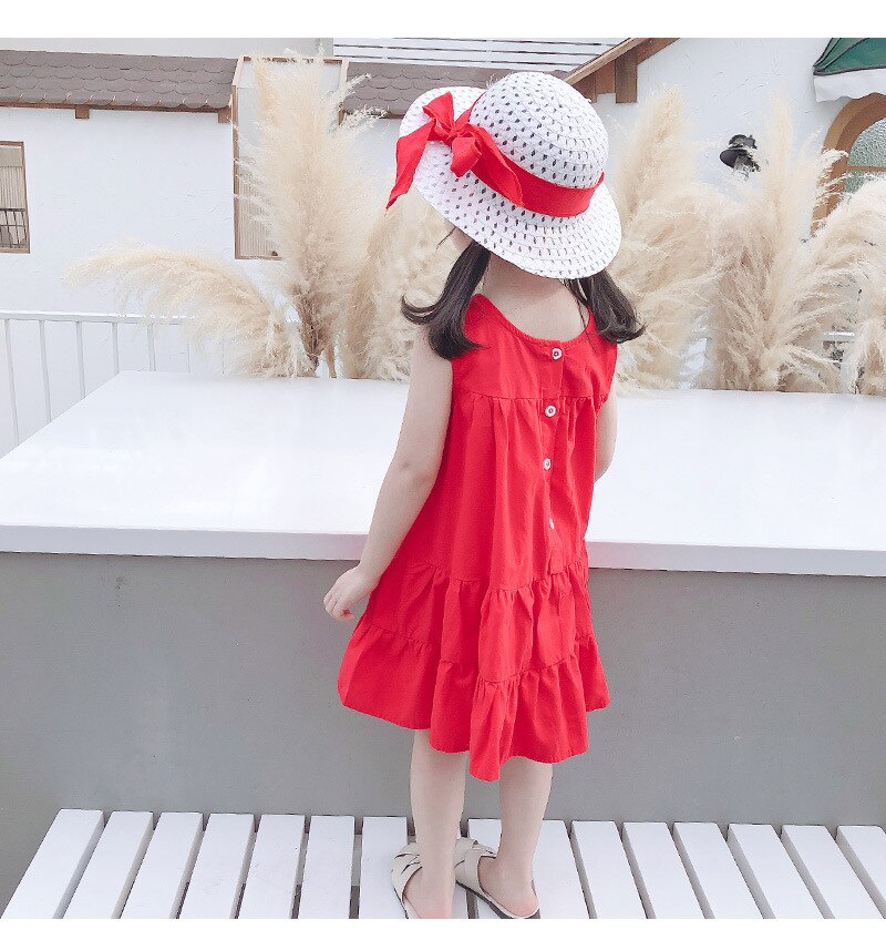 Children's Summer Sleeveless Round Neck Dress Girls Vest Solid Color Clothes Baby Kids Fashion 2 Pieces Casual Dress Girls Party Children's Summer Sleeveless Round Neck Dress Girls Vest Solid Color Clothes Baby Kids Fashion 2 Pieces Casual Dress Girls Party