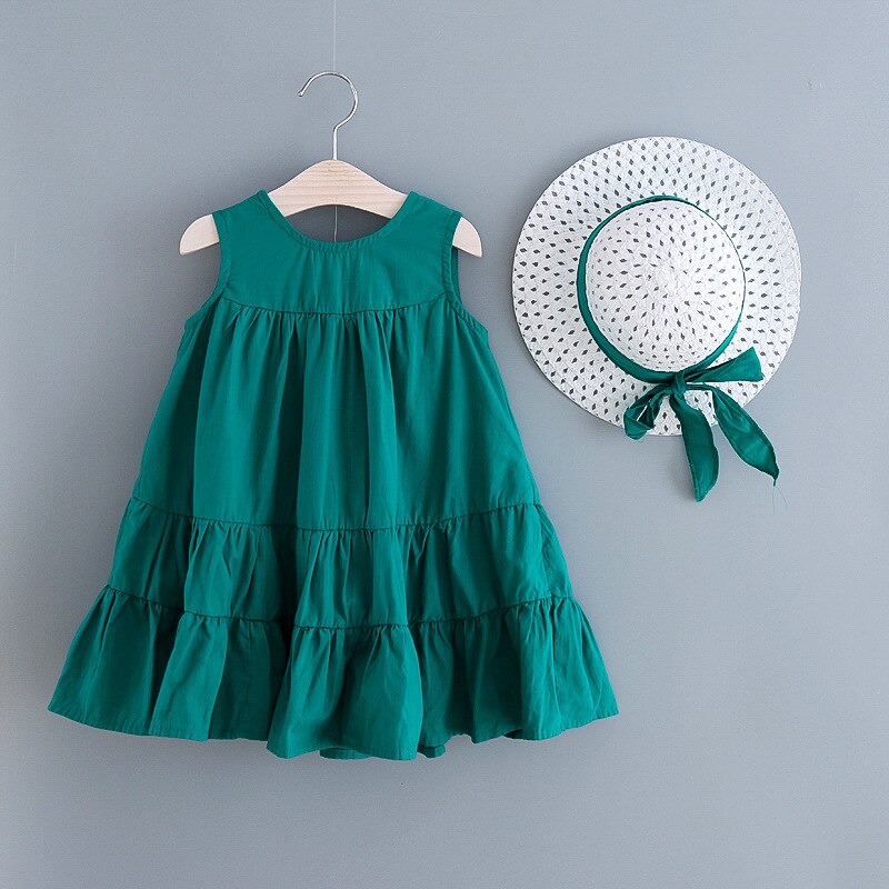 Children's Summer Sleeveless Round Neck Dress Girls Vest Solid Color Clothes Baby Kids Fashion 2 Pieces Casual Dress Girls Party Children's Summer Sleeveless Round Neck Dress Girls Vest Solid Color Clothes Baby Kids Fashion 2 Pieces Casual Dress Girls Party