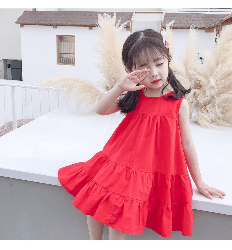 Children's Summer Sleeveless Round Neck Dress Girls Vest Solid Color Clothes Baby Kids Fashion 2 Pieces Casual Dress Girls Party Children's Summer Sleeveless Round Neck Dress Girls Vest Solid Color Clothes Baby Kids Fashion 2 Pieces Casual Dress Girls Party