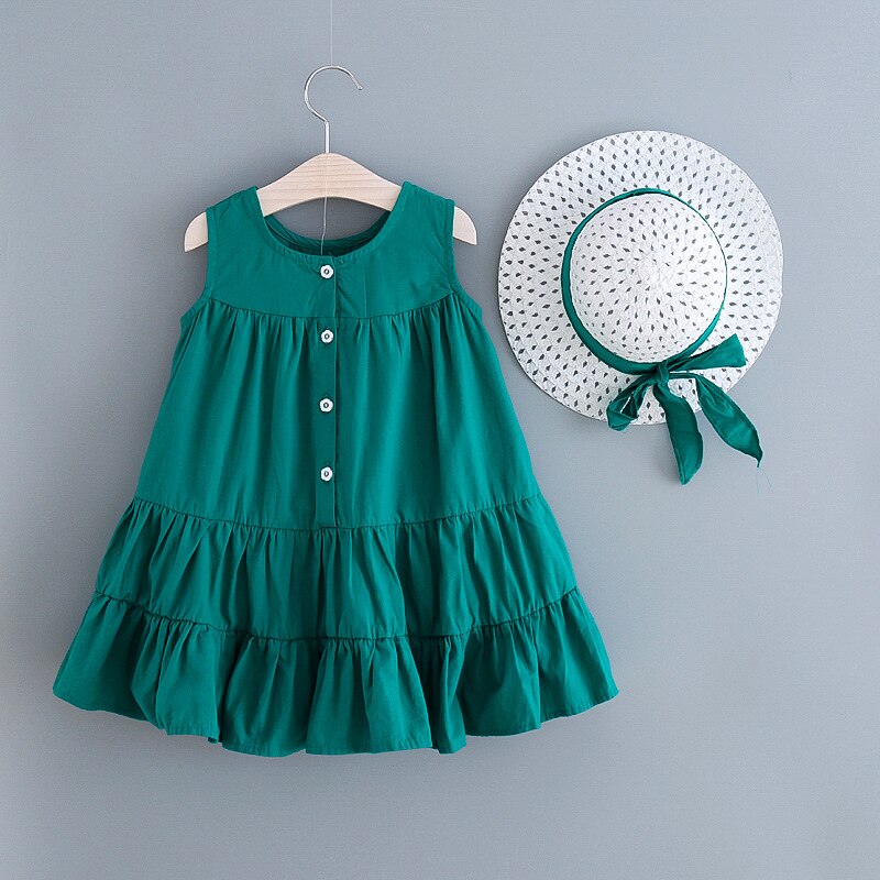 Children's Summer Sleeveless Round Neck Dress Girls Vest Solid Color Clothes Baby Kids Fashion 2 Pieces Casual Dress Girls Party Children's Summer Sleeveless Round Neck Dress Girls Vest Solid Color Clothes Baby Kids Fashion 2 Pieces Casual Dress Girls Party