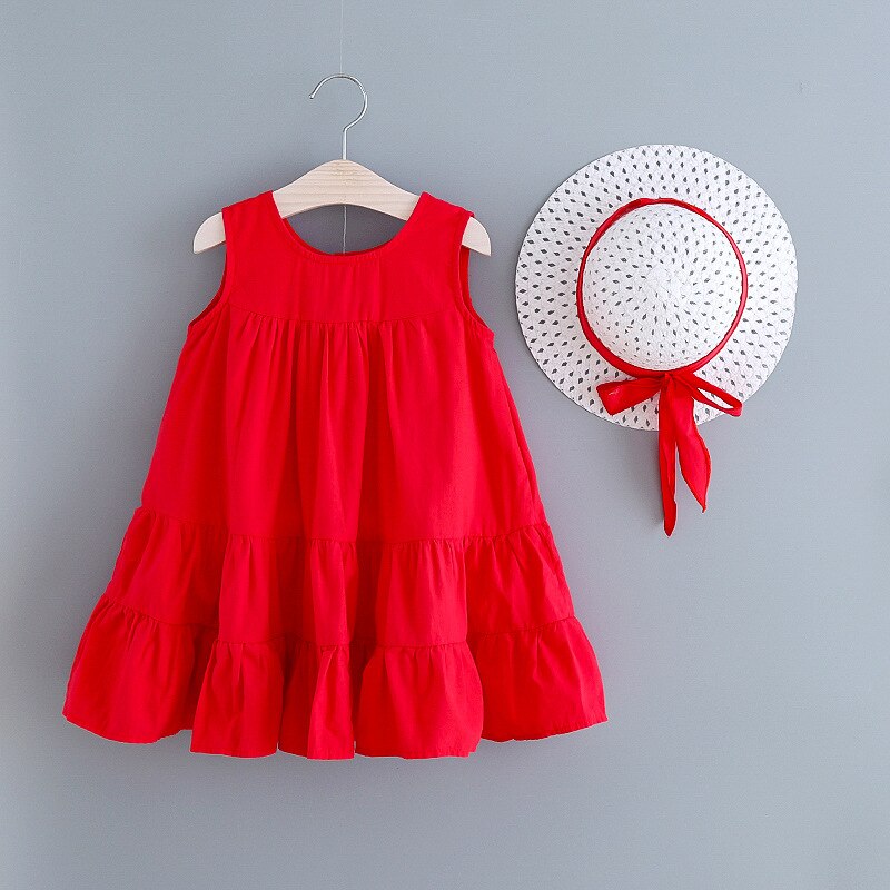 Children's Summer Sleeveless Round Neck Dress Girls Vest Solid Color Clothes Baby Kids Fashion 2 Pieces Casual Dress Girls Party Children's Summer Sleeveless Round Neck Dress Girls Vest Solid Color Clothes Baby Kids Fashion 2 Pieces Casual Dress Girls Party