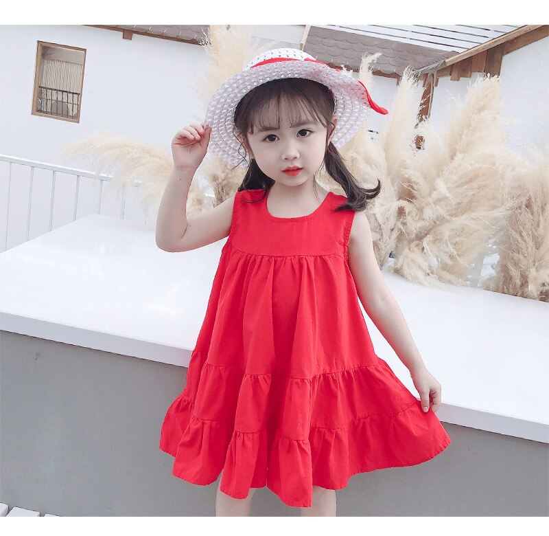 Children's Summer Sleeveless Round Neck Dress Girls Vest Solid Color Clothes Baby Kids Fashion 2 Pieces Casual Dress Girls Party Children's Summer Sleeveless Round Neck Dress Girls Vest Solid Color Clothes Baby Kids Fashion 2 Pieces Casual Dress Girls Party