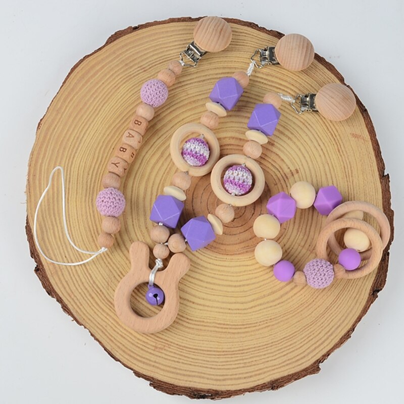 Baby Wooden Teether Baby Play Gym Pacifier Clip Chain Infants Rattle Dummy Clip Wooden Chewing Bracelet Stroller Toys Pram Clip Baby Wooden Teether Baby Play Gym Pacifier Clip Chain Infants Rattle Dummy Clip Wooden Chewing Bracelet Stroller Toys Pram Clip