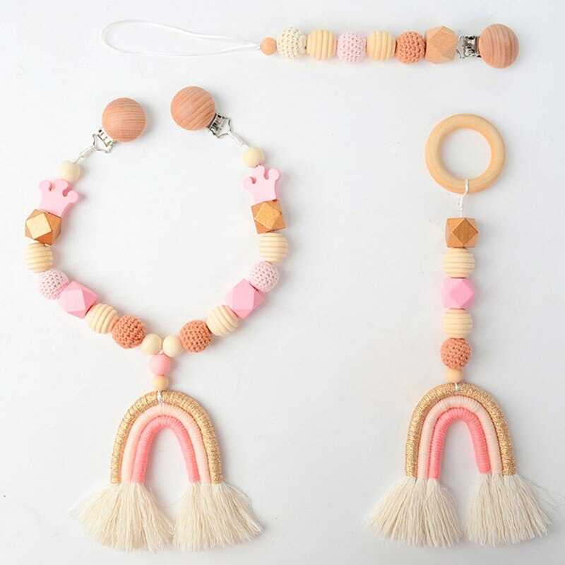Baby Wooden Teether Baby Play Gym Pacifier Clip Chain Infants Rattle Dummy Clip Wooden Chewing Bracelet Stroller Toys Pram Clip Baby Wooden Teether Baby Play Gym Pacifier Clip Chain Infants Rattle Dummy Clip Wooden Chewing Bracelet Stroller Toys Pram Clip