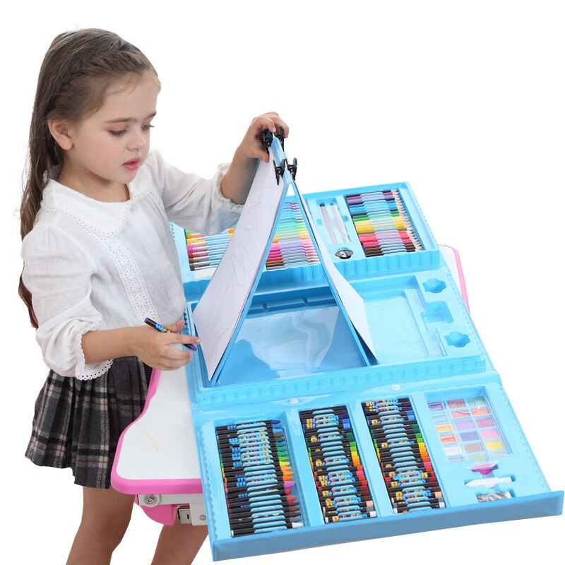 42-208PCS Children Art Painting Set Watercolor Pencil Crayon Water Pen Drawing Board Doodle Supplies Kids Educational Toys Gift