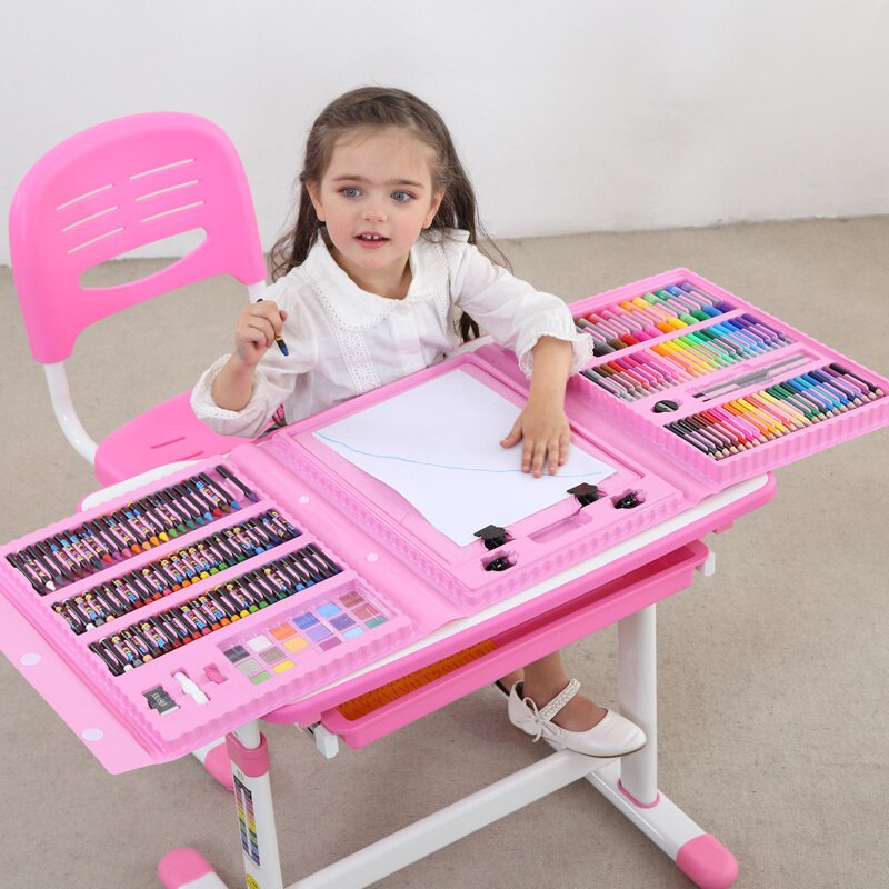 42-208PCS Children Art Painting Set Watercolor Pencil Crayon Water Pen Drawing Board Doodle Supplies Kids Educational Toys Gift