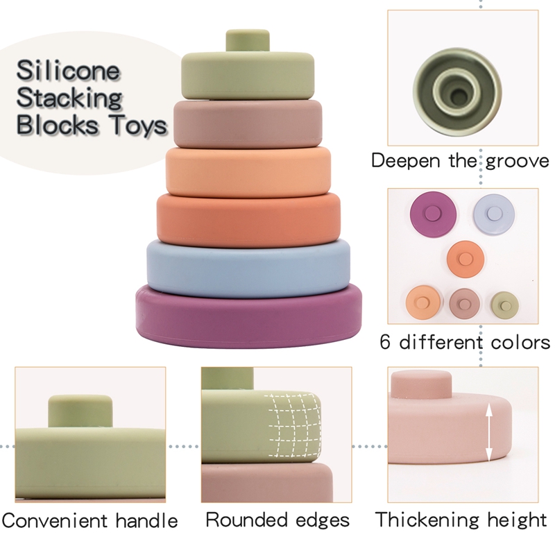 6pcs Baby Toy Soft Building Blocks Silicone Stacking Blocks Round Shape Silicone Construction Toy Rubber Teethers Montessori Toy 6pcs Baby Toy Soft Building Blocks Silicone Stacking Blocks Round Shape Silicone Construction Toy Rubber Teethers Montessori Toy