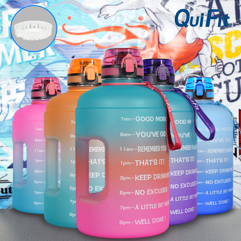 Quifit2.2L/3.78Lbouncing straw sports gallon water bottle fitness/home/outdoor, making it dust-proof and leak-proof water bottle