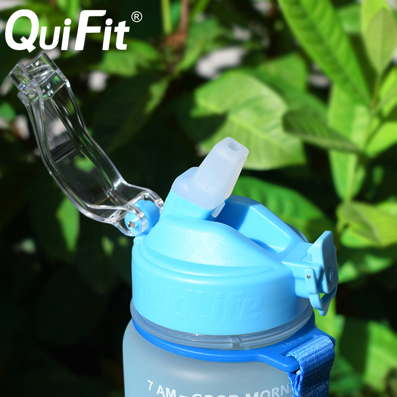 Quifit Water Bottle 1 Liter Silicone Straw Spout Cap Gallon Water Bottle, BPA-Free, Daily Drinking Water Bottle with Time Stamp Quifit Water Bottle 1 Liter Silicone Straw Spout Cap Gallon Water Bottle, BPA-Free, Daily Drinking Water Bottle with Time Stamp