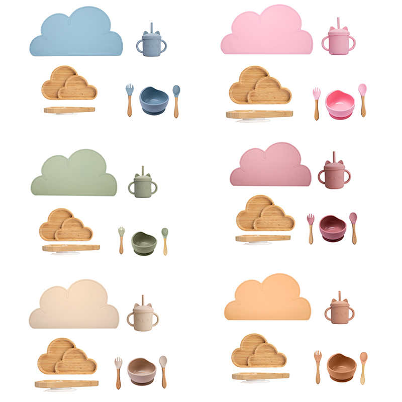 6PCS/Set Baby Silicone Tableware Food Grade Silicone Bowl Waterproof Spoon Bamboo Wood Dinner Plate Feeding Cup Baby Products 6PCS/Set Baby Silicone Tableware Food Grade Silicone Bowl Waterproof Spoon Bamboo Wood Dinner Plate Feeding Cup Baby Products