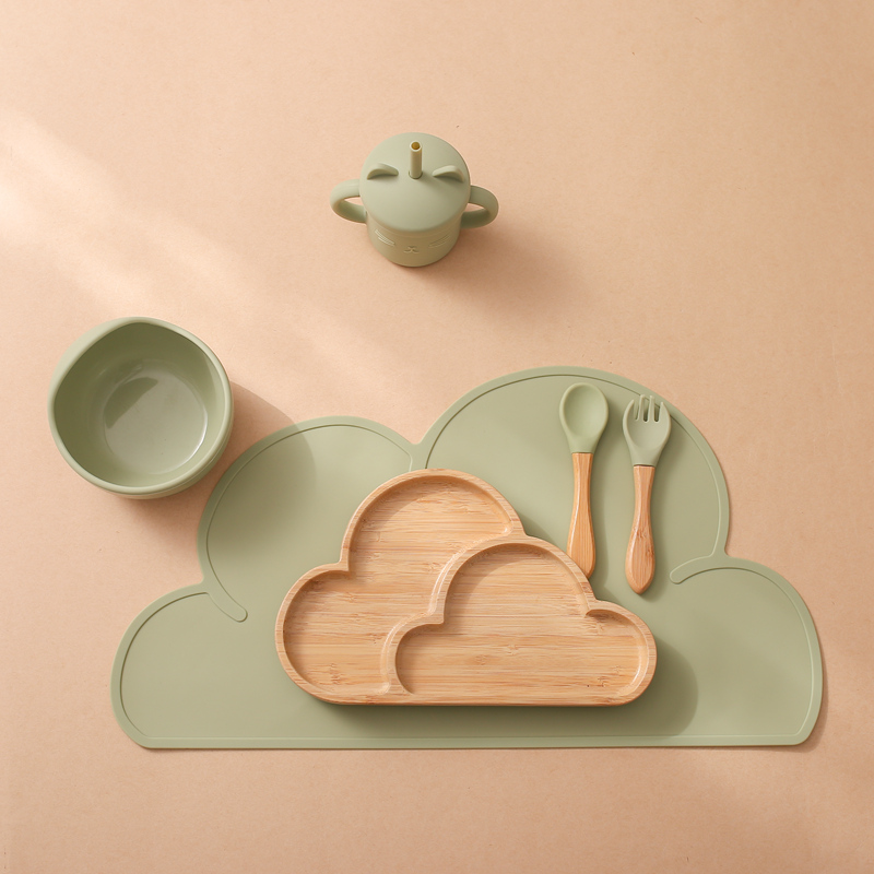 6PCS/Set Baby Silicone Tableware Food Grade Silicone Bowl Waterproof Spoon Bamboo Wood Dinner Plate Feeding Cup Baby Products 6PCS/Set Baby Silicone Tableware Food Grade Silicone Bowl Waterproof Spoon Bamboo Wood Dinner Plate Feeding Cup Baby Products