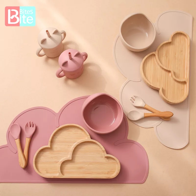 6PCS/Set Baby Silicone Tableware Food Grade Silicone Bowl Waterproof Spoon Bamboo Wood Dinner Plate Feeding Cup Baby Products 6PCS/Set Baby Silicone Tableware Food Grade Silicone Bowl Waterproof Spoon Bamboo Wood Dinner Plate Feeding Cup Baby Products
