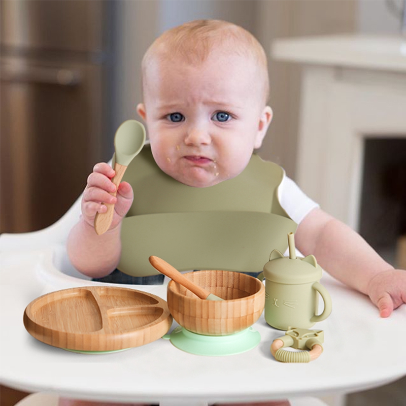 5PCS/SET Baby Silicone Feeding Tableware Food Grade Silicone Baby Feeding 5PCS/SET Baby Silicone Feeding Tableware Food Grade Silicone Baby Feeding