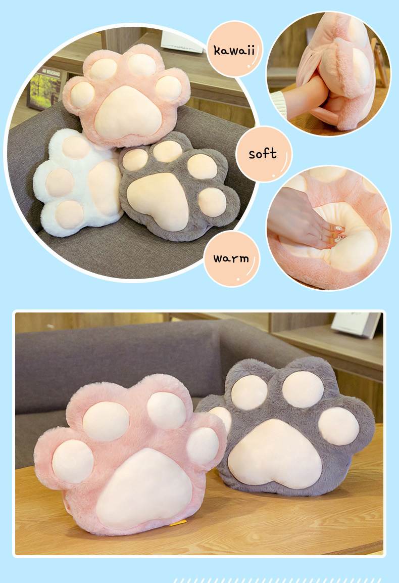 Cute Cat Paw Plush Toy Body Pillows Kawaii Office Chair Car Cushion Stuffed Cartoon Cushions Plushie Kids Toy Gift Rome Decor